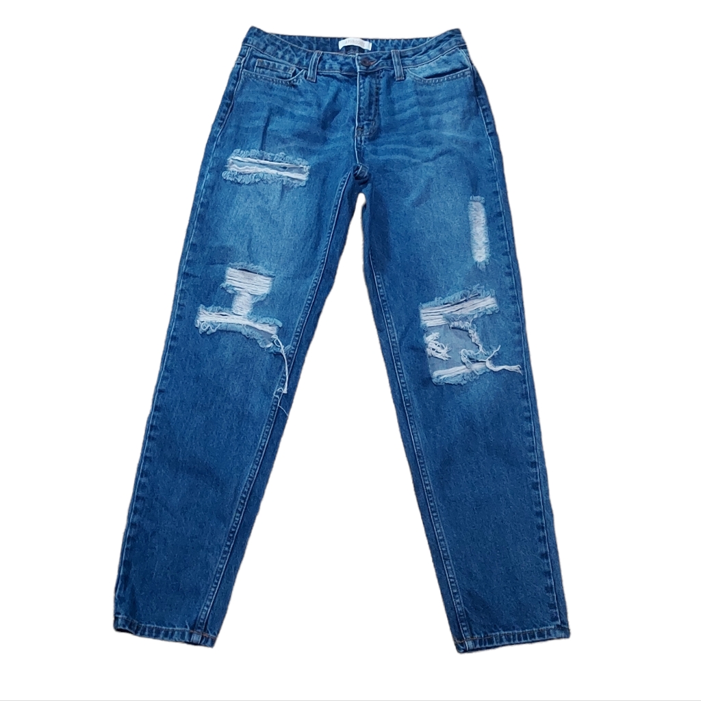 Aphrodite Jeans 3/26 Distressed Straight Leg Woman Denim Pants Casual Mo